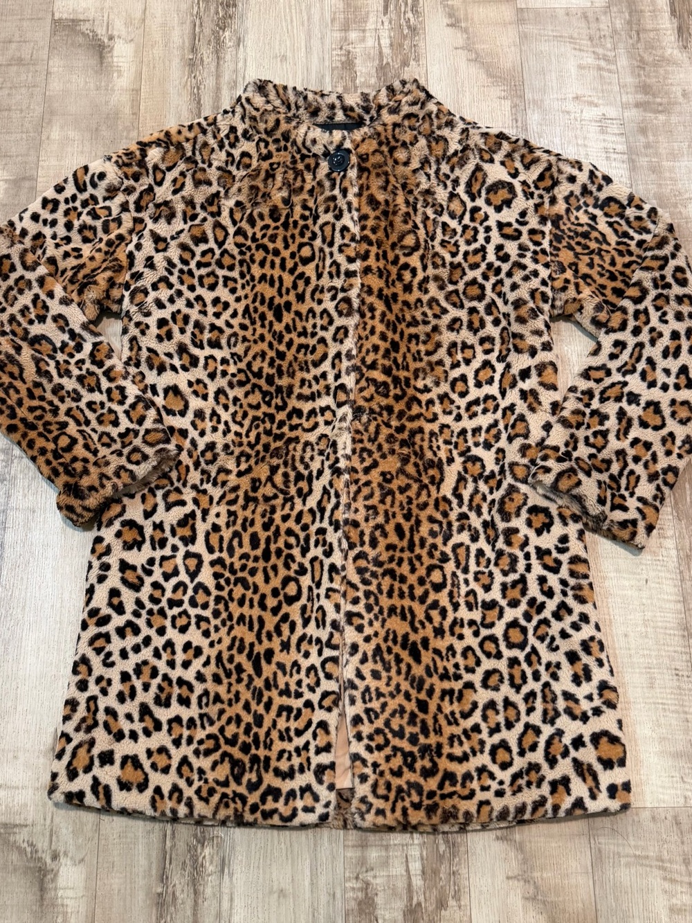Sanctuary Womens Leopard Faux Fur Coat Size S Animal Print Long Jacket